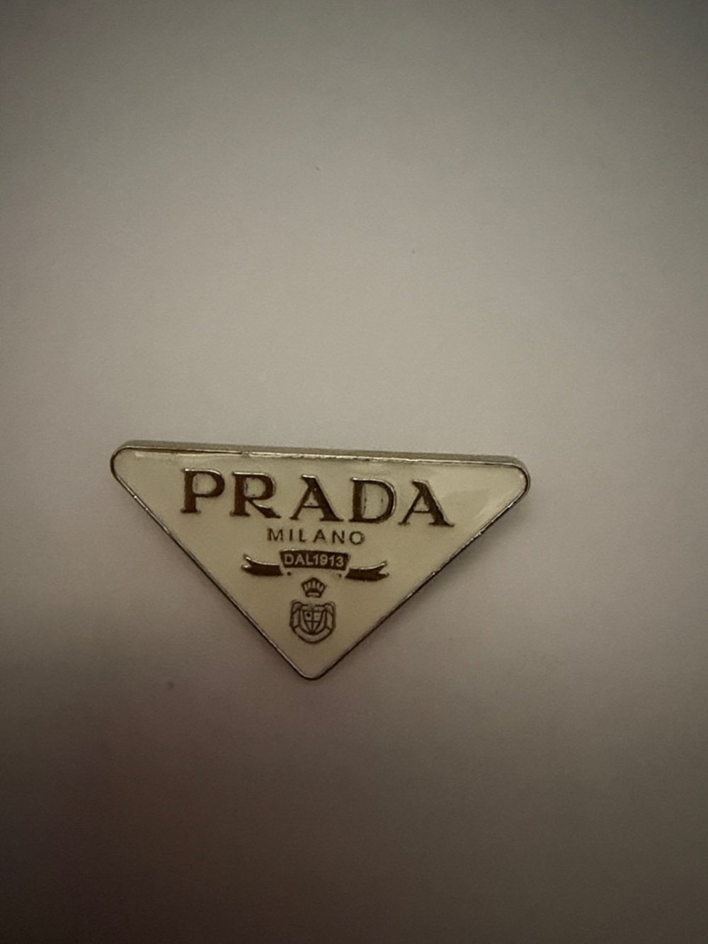 Brooch White and Silver Triangle Logo Pin